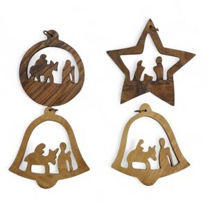 Wooden Nativity Ornaments Set